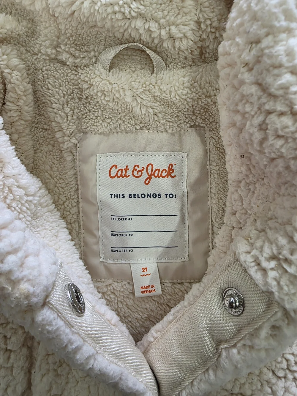 Cat & Jack Cream Plush Sherpa Hooded Puffer Jacket